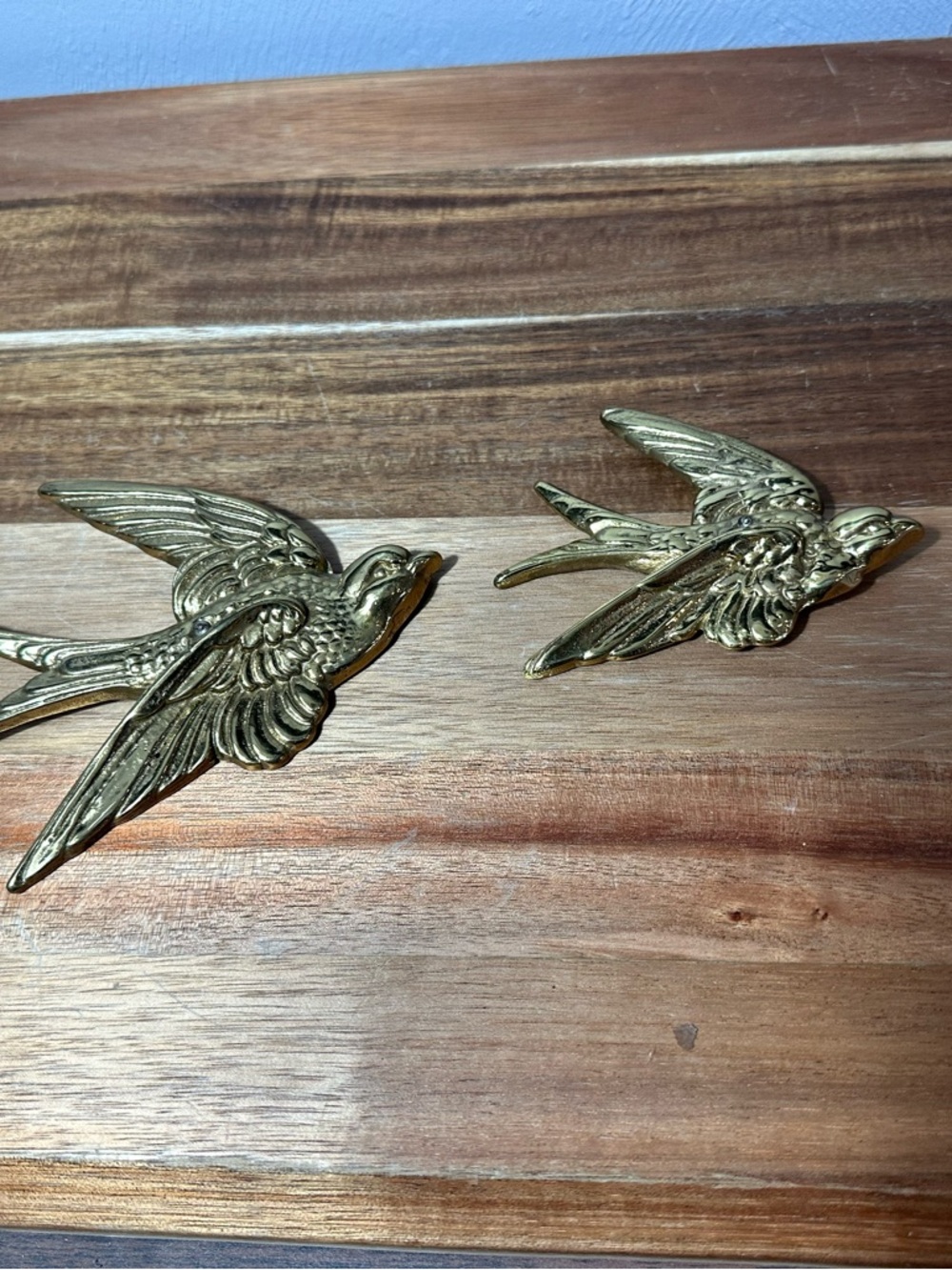 Vintage Brass Plated Swallowtail Wall Decor Set. Mid Century Style - Picture 3 of 8
